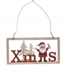 Χριστουγεννιάτικο Διακοσμητικό Ξύλινο "XMAS" με Άγιο Βασίλη (22cm)